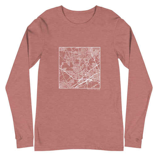 Metuchen New Jersey  Map Unisex Long-Sleeve T-shirt with City inscription in Heather Mauve