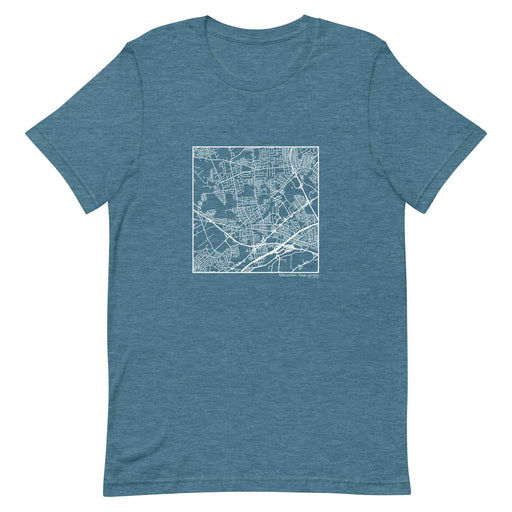 Metuchen New Jersey  Map Unisex T-Shirt with City inscription in Heather Teal
