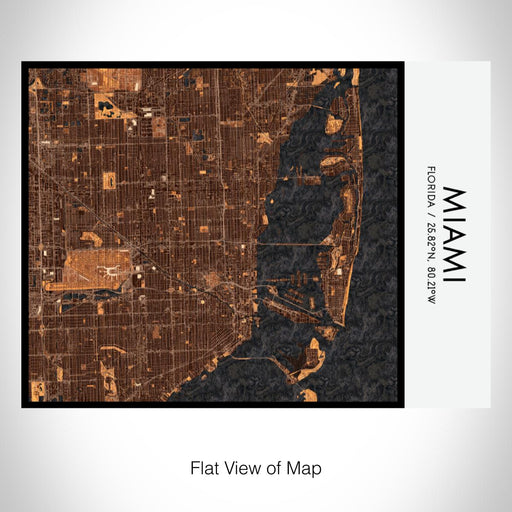 Rendered View of Miami Florida Map on 20oz Stainless Steel Insulated Bottle with Bamboo Top with printed ember style map