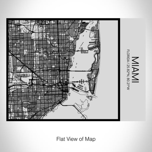 Rendered View of Miami Florida Map on 20oz Stainless Steel Insulated Bottle with Bamboo Top with printed Tactile Lines Map in Black