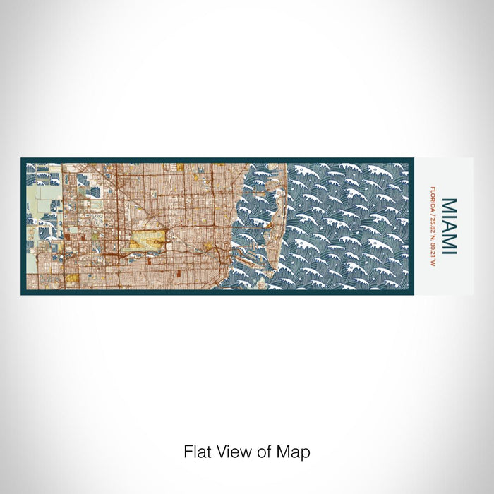 Rendered View of Miami Florida Map on 10oz Stainless Steel Insulated Cup in Woodblock with Sliding Lid