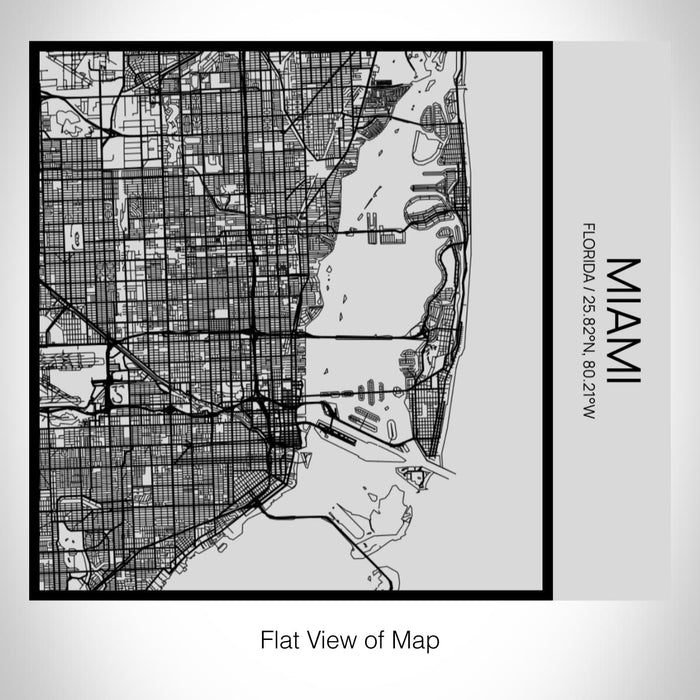 Rendered View of Miami Florida Map on 17oz Stainless Steel Insulated Tumbler in Tactile Lines with Succulent in Background