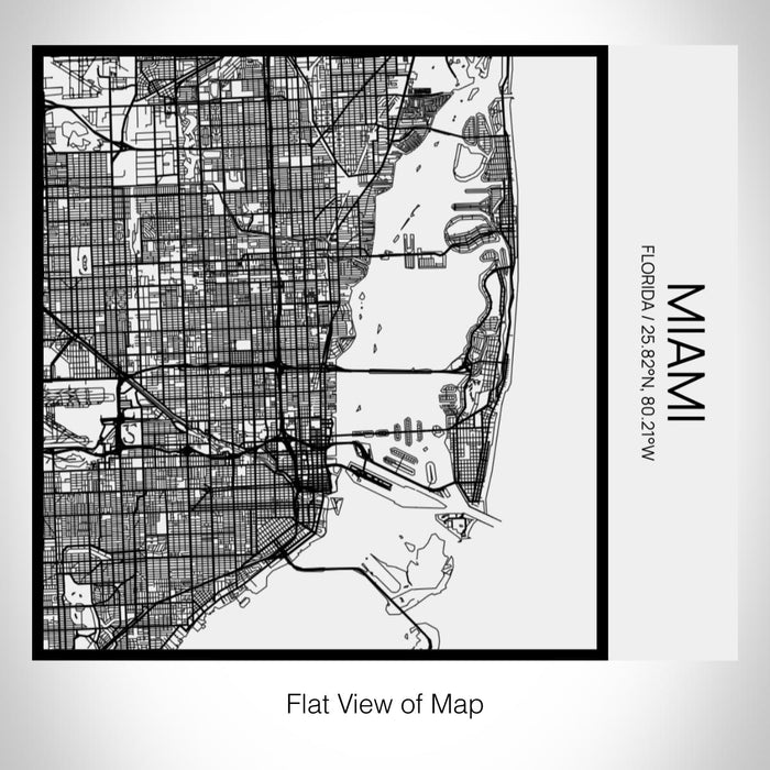 Rendered View of Miami Florida Map on 17oz Stainless Steel Insulated Tumbler in Matte White with Tactile Lines