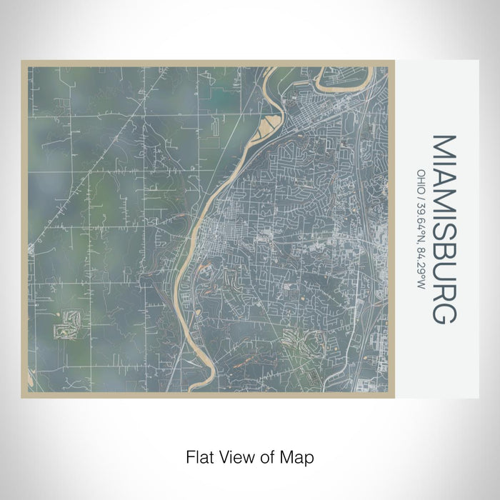 Rendered View of Miamisburg Ohio Map on 20oz Stainless Steel Insulated Bottle with Bamboo Top with printed afternoon style map