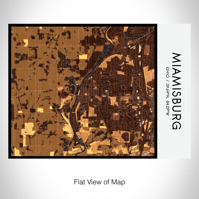 Rendered View of Miamisburg Ohio Map on 20oz Stainless Steel Insulated Bottle with Bamboo Top with printed ember style map