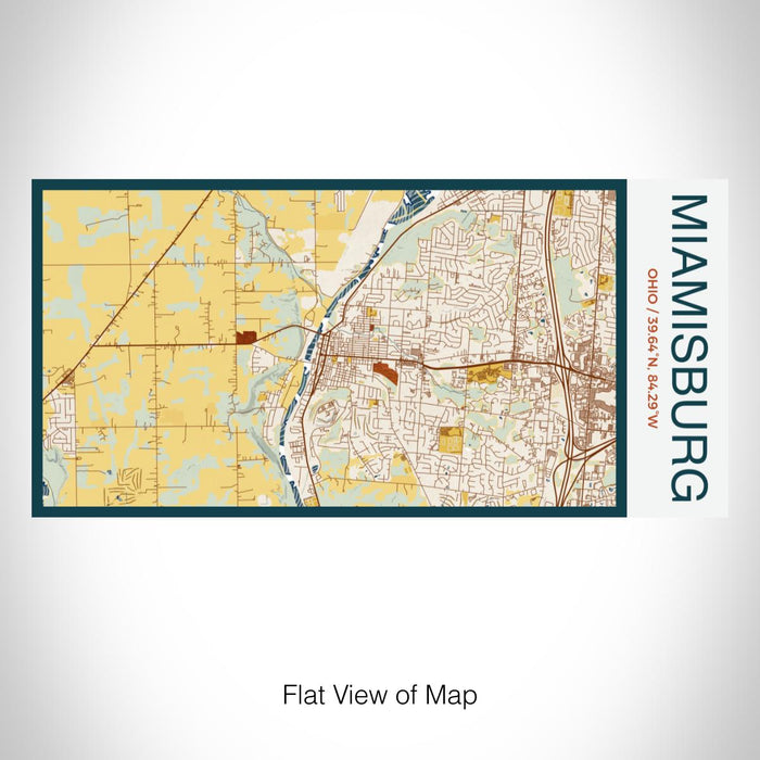 Rendered View of Miamisburg Ohio Map on 17oz Stainless Steel Insulated Bottle with printed woodblock style map
