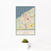 12x18 Michigan City Indiana Map Print Portrait Orientation in Woodblock Style With Small Cactus Plant in White Planter