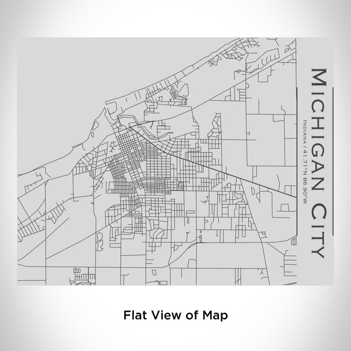 Rendered View of Michigan City Indiana Map Engraving on 20oz Stainless Steel Insulated Bottle with Bamboo Top