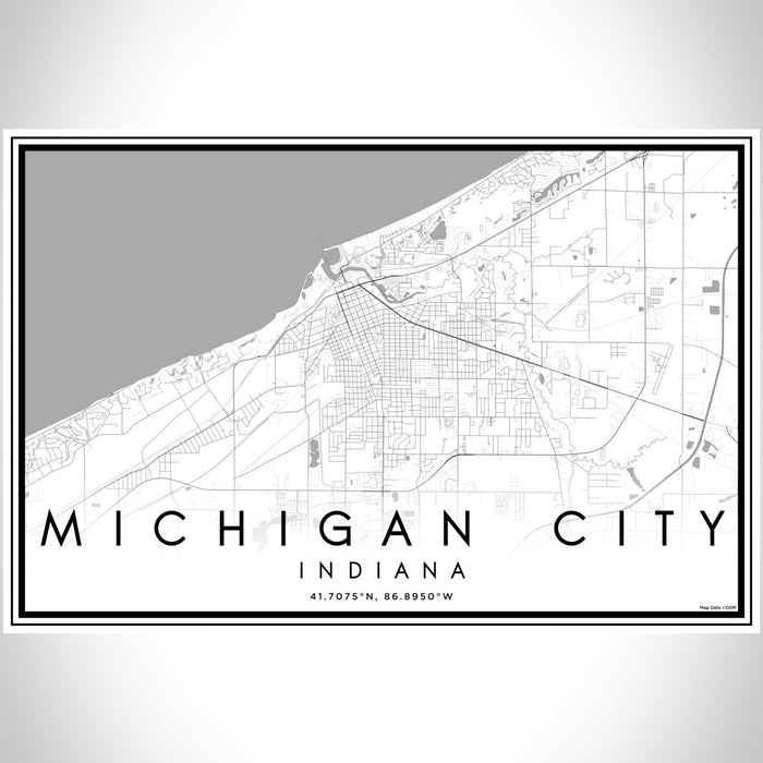 Michigan City Indiana Map Print Landscape Orientation in Classic Style With Shaded Background