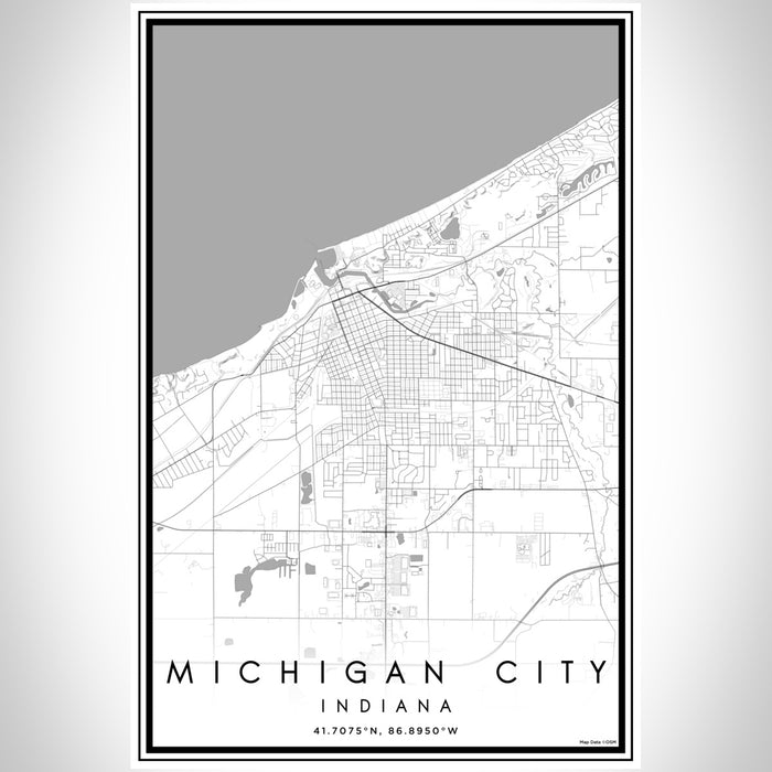 Michigan City Indiana Map Print Portrait Orientation in Classic Style With Shaded Background