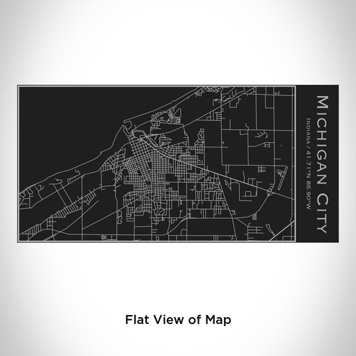 Rendered View of Michigan City Indiana Map Engraving on 17oz Stainless Steel Insulated Cola Bottle in Black