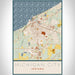 Michigan City Indiana Map Print Portrait Orientation in Woodblock Style With Shaded Background
