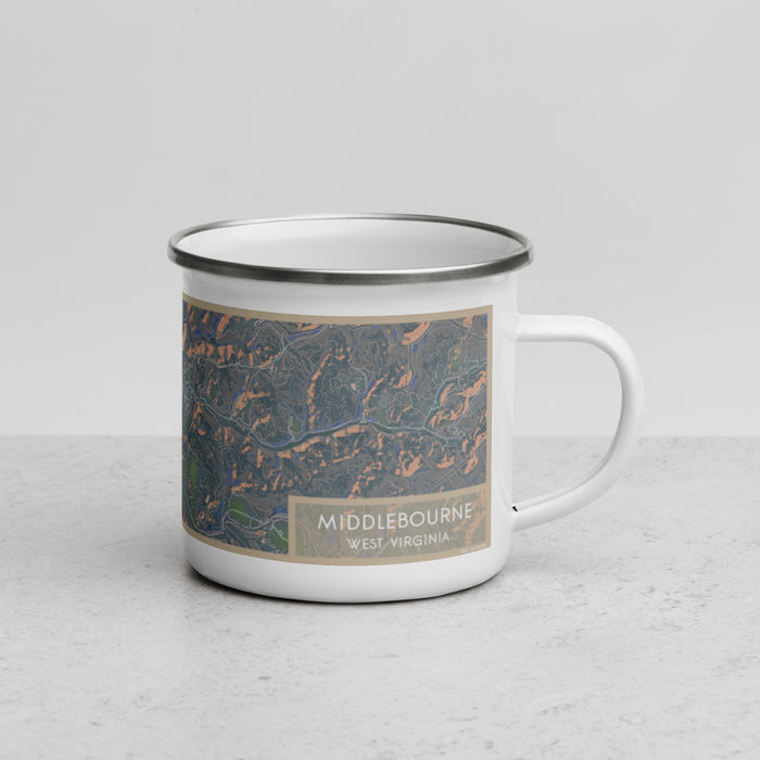 Right View Custom Middlebourne West Virginia Map Enamel Mug in Afternoon