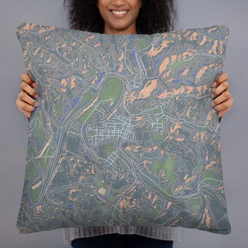 Person holding 22x22 Custom Middlebourne West Virginia Map Throw Pillow in Afternoon