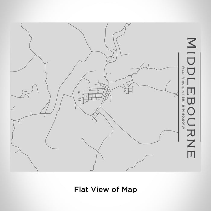 Rendered View of Middlebourne West Virginia Map Engraving on 20oz Stainless Steel Insulated Bottle with Bamboo Top