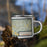Right View Custom Middlebourne West Virginia Map Enamel Mug in Woodblock on Grass With Trees in Background