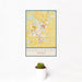 12x18 Middlebury Indiana Map Print Portrait Orientation in Woodblock Style With Small Cactus Plant in White Planter