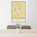 24x36 Middlebury Indiana Map Print Portrait Orientation in Woodblock Style Behind 2 Chairs Table and Potted Plant