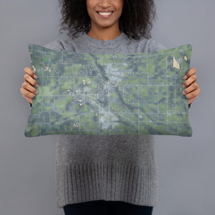 Person holding 20x12 Custom Middlebury Indiana Map Throw Pillow in Afternoon