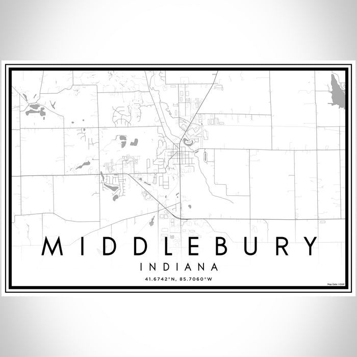 Middlebury Indiana Map Print Landscape Orientation in Classic Style With Shaded Background