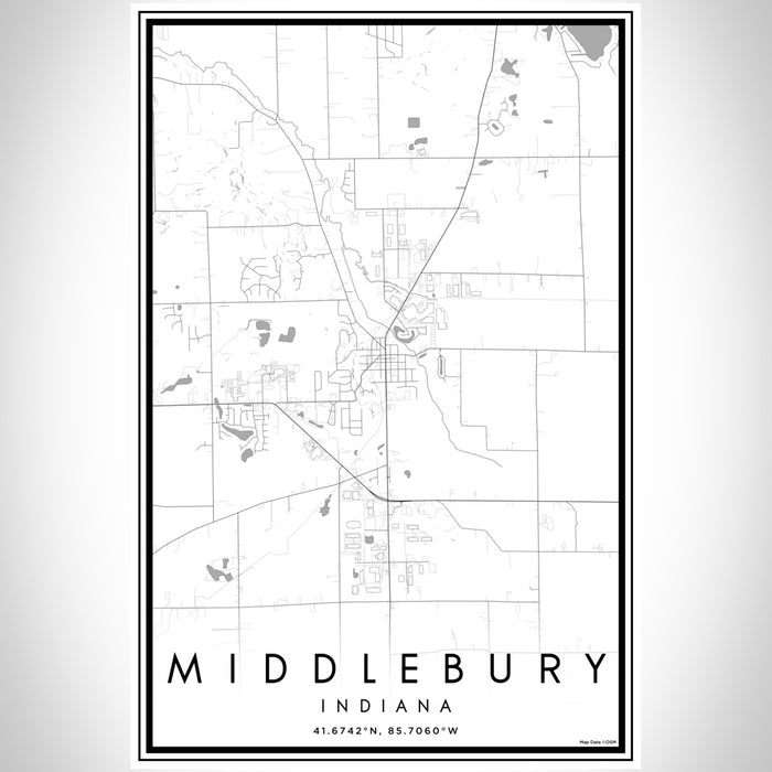 Middlebury Indiana Map Print Portrait Orientation in Classic Style With Shaded Background