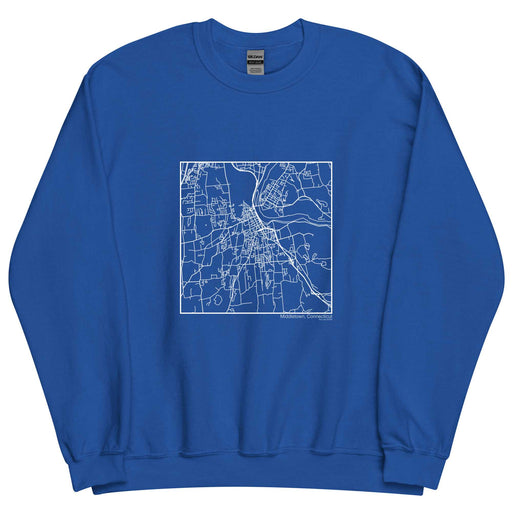 Middletown Connecticut  Map Unisex Crewneck Sweater with City inscription in Royal Blue