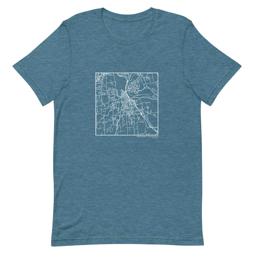 Middletown Connecticut  Map Unisex T-Shirt with City inscription in Heather Teal