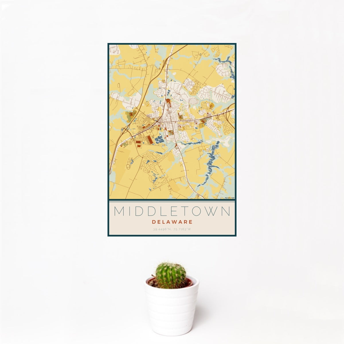 Middletown - Delaware Map Print in Woodblock — JACE Maps