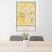 24x36 Middletown Delaware Map Print Portrait Orientation in Woodblock Style Behind 2 Chairs Table and Potted Plant