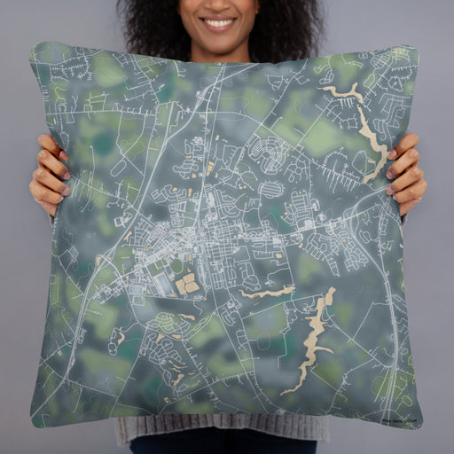 Person holding 22x22 Custom Middletown Delaware Map Throw Pillow in Afternoon