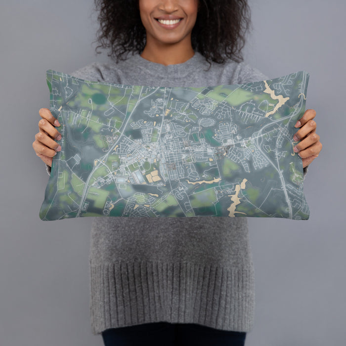 Person holding 20x12 Custom Middletown Delaware Map Throw Pillow in Afternoon