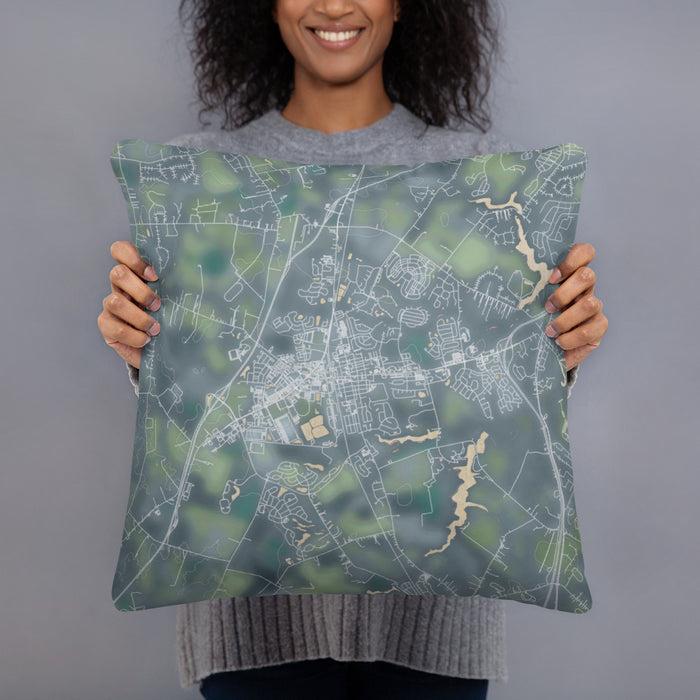 Person holding 18x18 Custom Middletown Delaware Map Throw Pillow in Afternoon