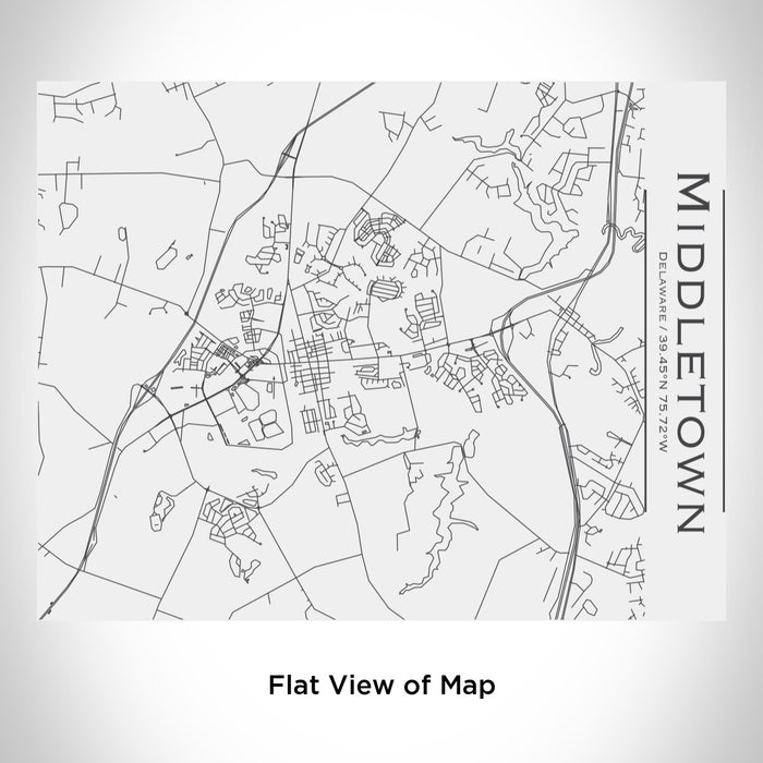 Rendered View of Middletown Delaware Map Engraving on 20oz Stainless Steel Insulated Bottle with Bamboo Top in White