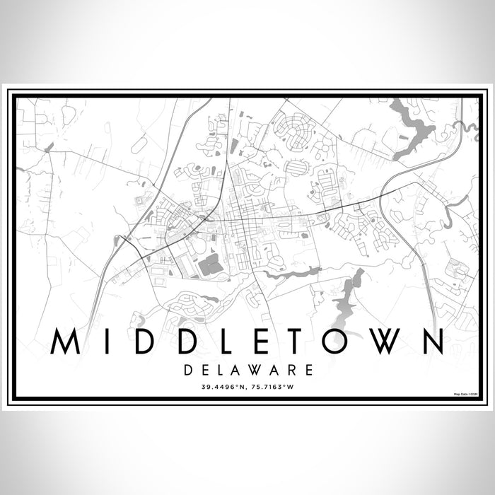 Middletown Delaware Map Print Landscape Orientation in Classic Style With Shaded Background