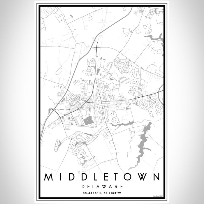 Middletown Delaware Map Print Portrait Orientation in Classic Style With Shaded Background