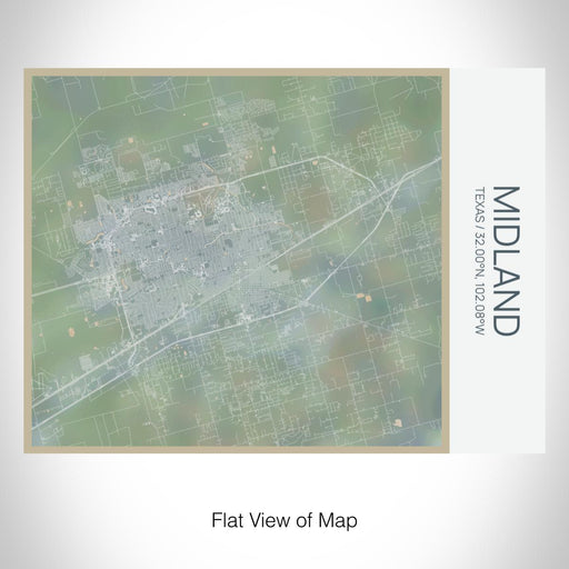 Rendered View of Midland Texas Map on 20oz Stainless Steel Insulated Bottle with Bamboo Top with printed afternoon style map