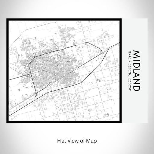 Rendered View of Midland Texas Map on 20oz Stainless Steel Insulated Bottle with Bamboo Top with printed classic style map