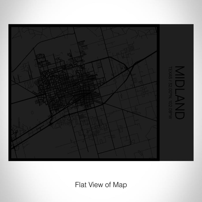 Rendered View of Midland Texas Map on 20oz Stainless Steel Insulated Bottle with Bamboo Top in Matte Black with printed Tactile Lines Map in Black