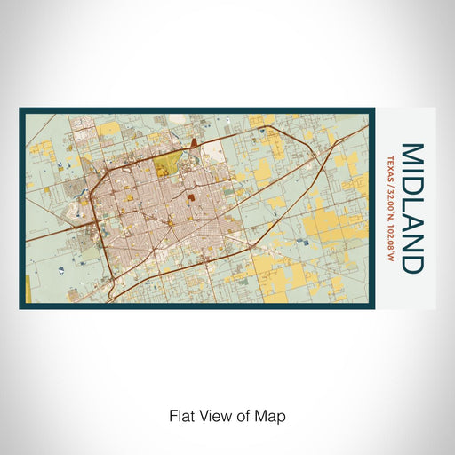 Rendered View of Midland Texas Map on 17oz Stainless Steel Insulated Bottle with printed woodblock style map