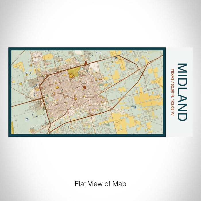 Rendered View of Midland Texas Map on 17oz Stainless Steel Insulated Bottle with printed woodblock style map