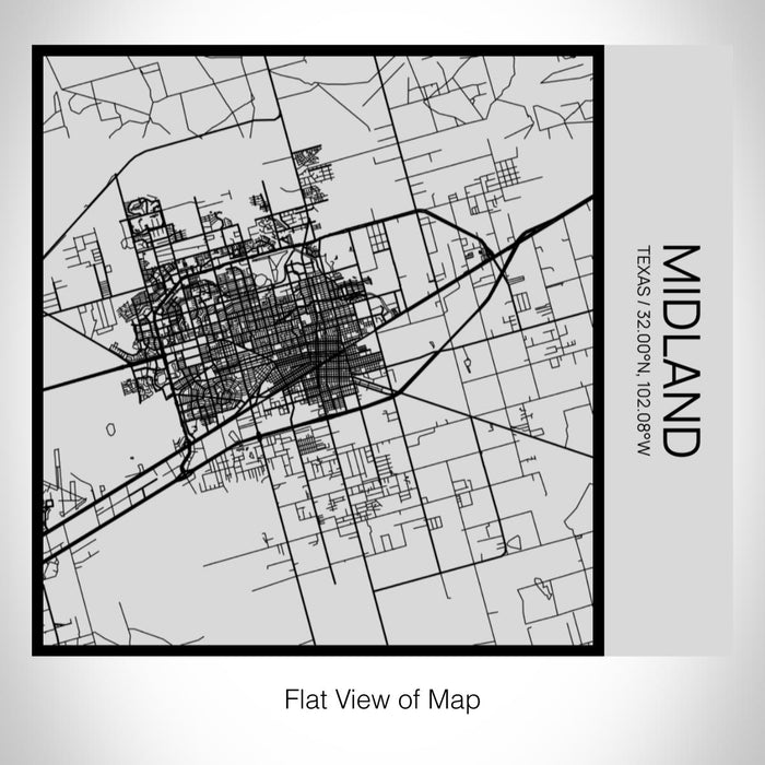 Rendered View of Midland Texas Map on 17oz Stainless Steel Insulated Tumbler in Tactile Lines with Succulent in Background
