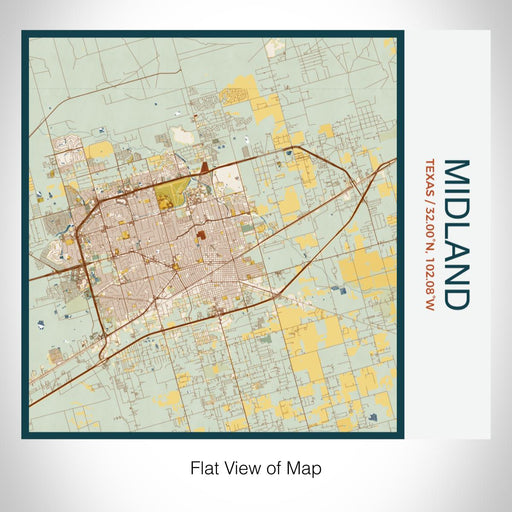 Rendered View of Midland Texas Map on 17oz Stainless Steel Insulated Tumbler in Woodblock Map Style