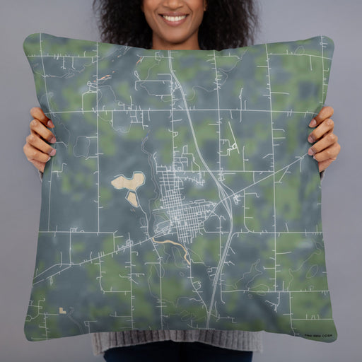 Person holding 22x22 Custom Milaca Minnesota Map Throw Pillow in Afternoon