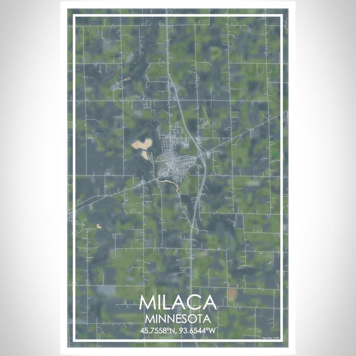 Milaca Minnesota Map Print Portrait Orientation in Afternoon Style With Shaded Background