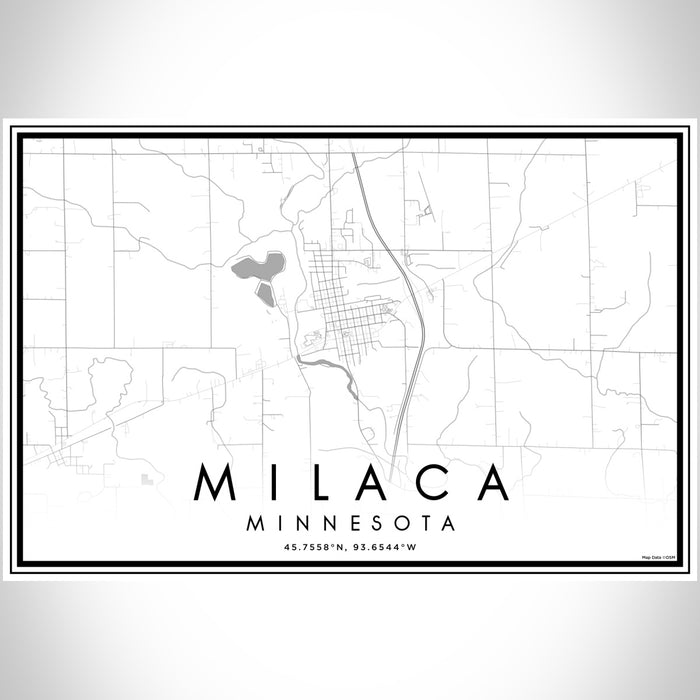 Milaca Minnesota Map Print Landscape Orientation in Classic Style With Shaded Background