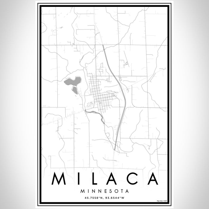 Milaca Minnesota Map Print Portrait Orientation in Classic Style With Shaded Background