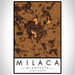 Milaca Minnesota Map Print Portrait Orientation in Ember Style With Shaded Background