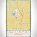 Milaca Minnesota Map Print Portrait Orientation in Woodblock Style With Shaded Background