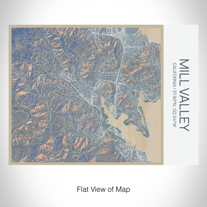 Rendered View of Mill Valley California Map on 20oz Stainless Steel Insulated Bottle with Bamboo Top with printed afternoon style map