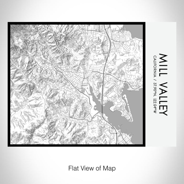 Rendered View of Mill Valley California Map on 20oz Stainless Steel Insulated Bottle with Bamboo Top with printed classic style map